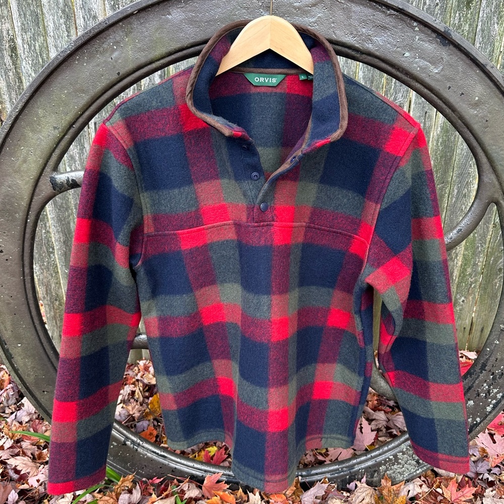 Orvis Men’s Green Mountain Snap-Neck Fleece (Buffalo Check) - Picture 1 of 13